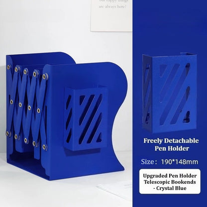 Telescopic Expandable Metal Bookends - Crystal Blue