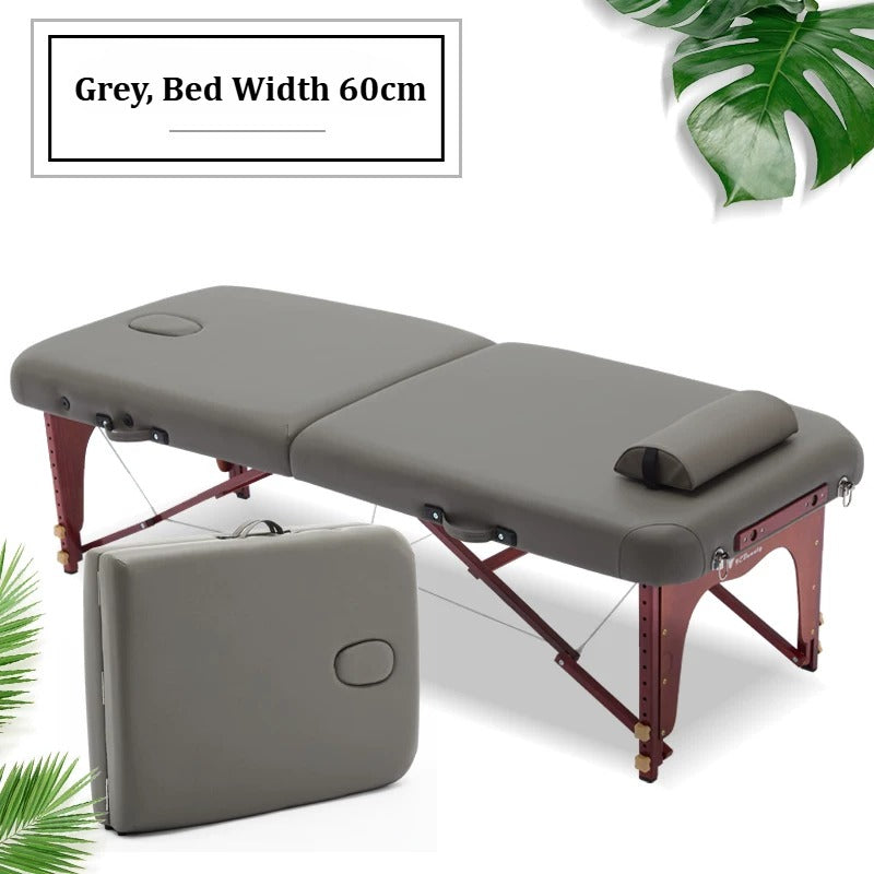 Portable Folding Massage Table, Beech Wood Height Adjustable Spa Bed