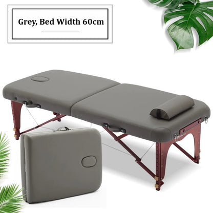 Portable Folding Massage Table, Beech Wood Height Adjustable Spa Bed
