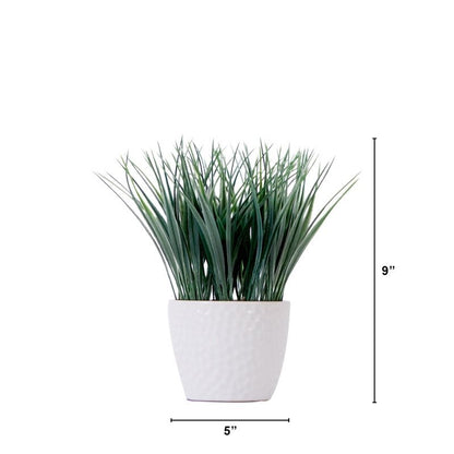 9&quot; Artificial Grass Plant with Decorative Planter - FCHF CITY