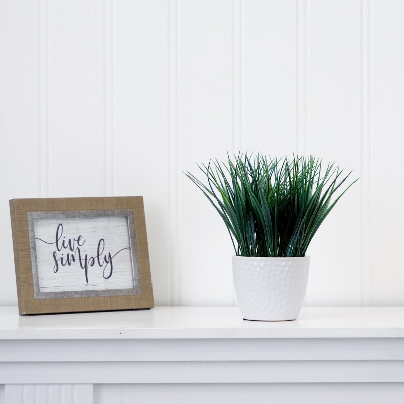 9&quot; Artificial Grass Plant with Decorative Planter - FCHF CITY