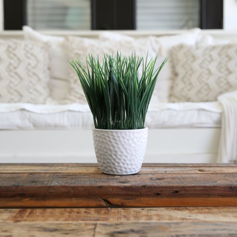 9&quot; Artificial Grass Plant with Decorative Planter - FCHF CITY