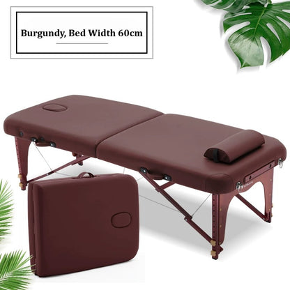 Portable Folding Massage Table, Beech Wood Height Adjustable Spa Bed