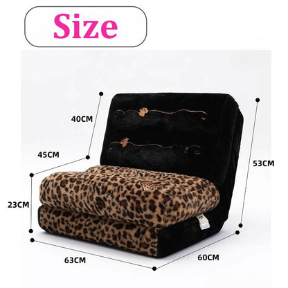 Foldable Floor Sofa Bed, Adjustable Leopard Cow Print Lounge Chair
