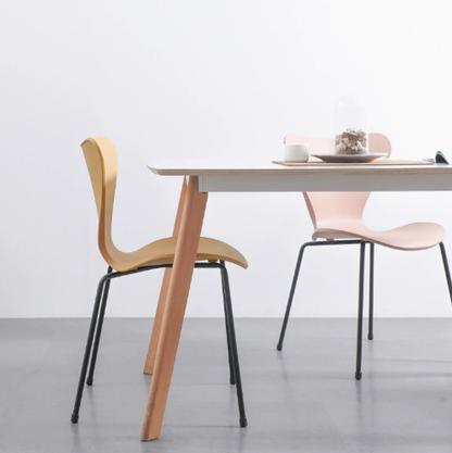 Nordic Modern Minimalist Plastic Dining Chair with Backrest, Casual Home Desk Stool