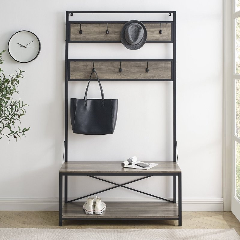 Aldridge Entryway Bench With Coat Rack - FCHF CITY