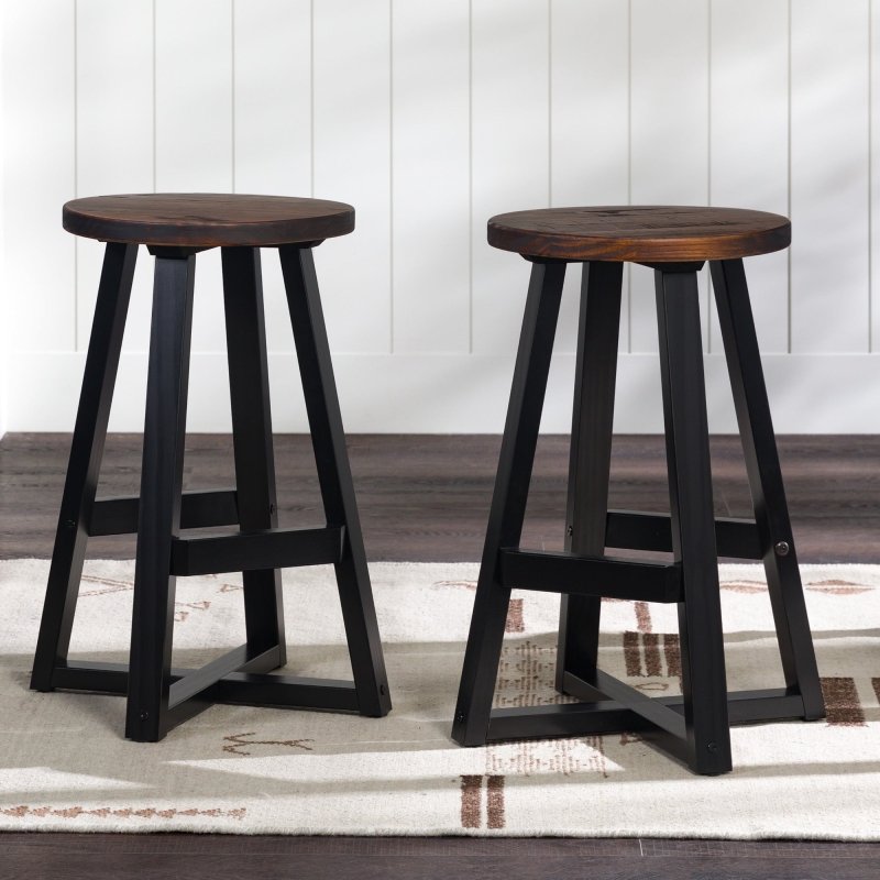 Amaris Wood Bar Stool, Set of 2 - FCHF CITY