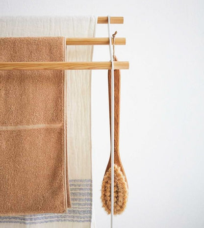 Bath Towel Rack (32&quot; H) - Steel + Wood - FCHF CITY