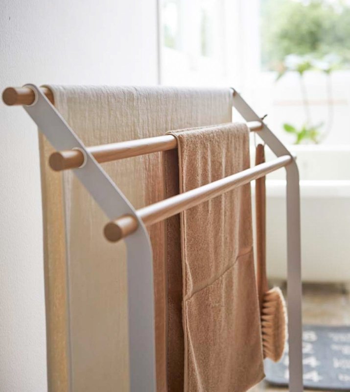 Bath Towel Rack (32&quot; H) - Steel + Wood - FCHF CITY