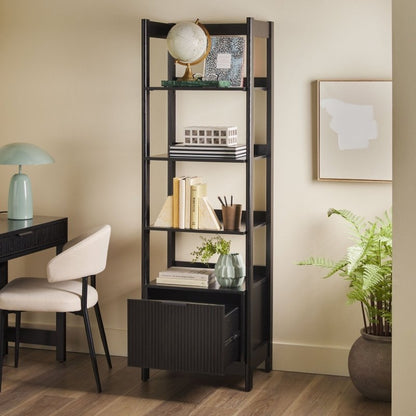 Bayard Modern Reeded Narrow Bookshelf - FCHF CITY