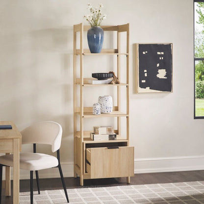 Bayard Modern Reeded Narrow Bookshelf - FCHF CITY
