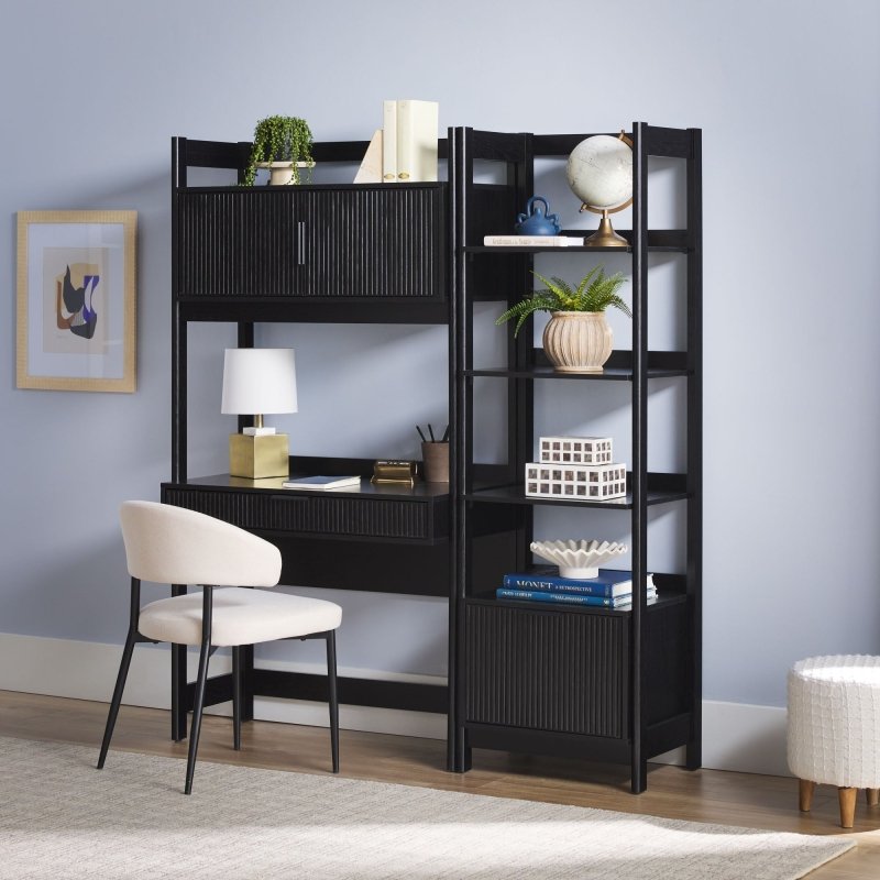 Bayard Modern Reeded Writing Desk With Hutch - FCHF CITY