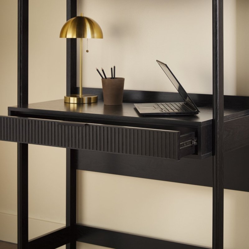 Bayard Modern Reeded Writing Desk With Hutch - FCHF CITY