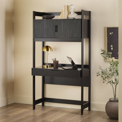 Bayard Modern Reeded Writing Desk With Hutch - FCHF CITY