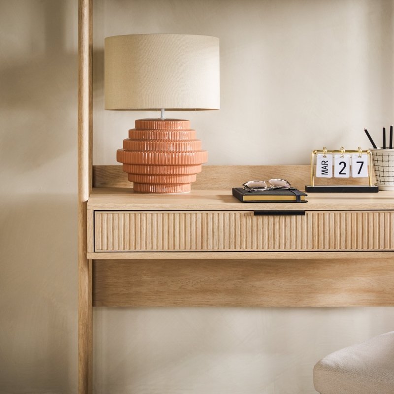 Bayard Modern Reeded Writing Desk With Hutch - FCHF CITY
