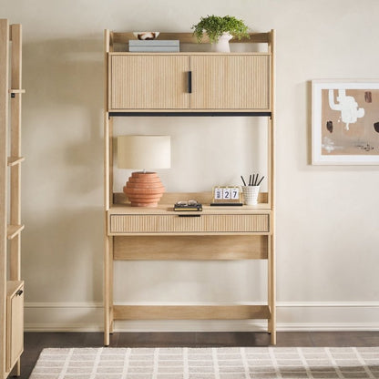 Bayard Modern Reeded Writing Desk With Hutch - FCHF CITY