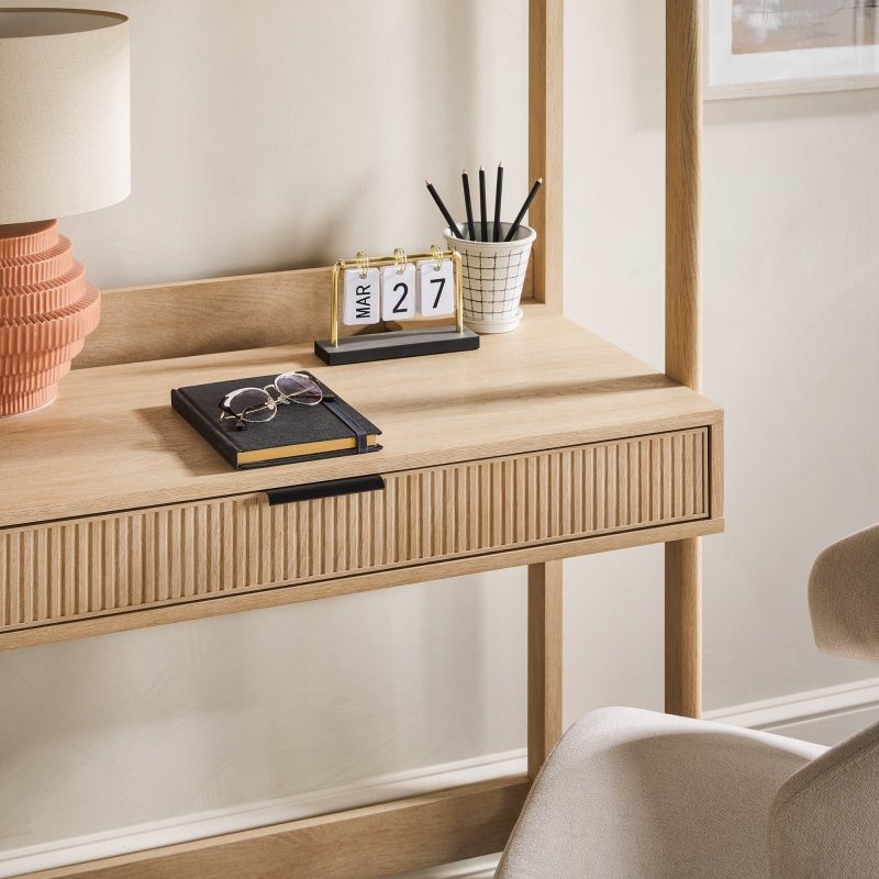 Bayard Modern Reeded Writing Desk With Hutch - FCHF CITY