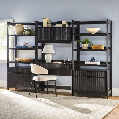Bayard Modern Reeded Writing Desk With Hutch - FCHF CITY