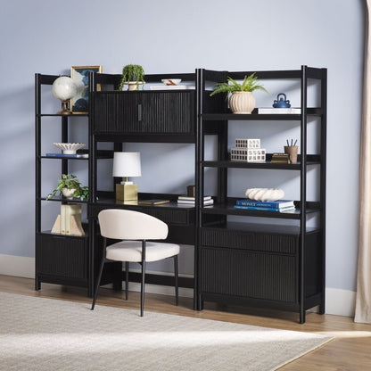 Bayard Modern Reeded Writing Desk With Hutch - FCHF CITY