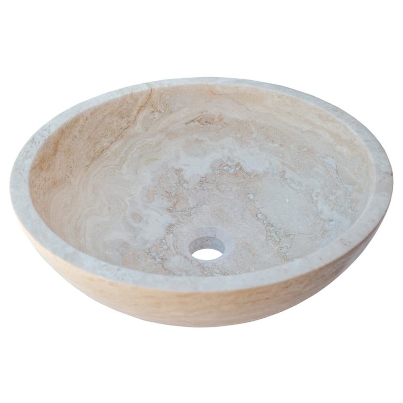 Beige Travertine Above Vanity Bathroom Vessel Sink Honed and Filled - FCHF CITY