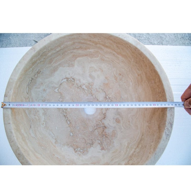 Beige Travertine Above Vanity Bathroom Vessel Sink Honed and Filled - FCHF CITY