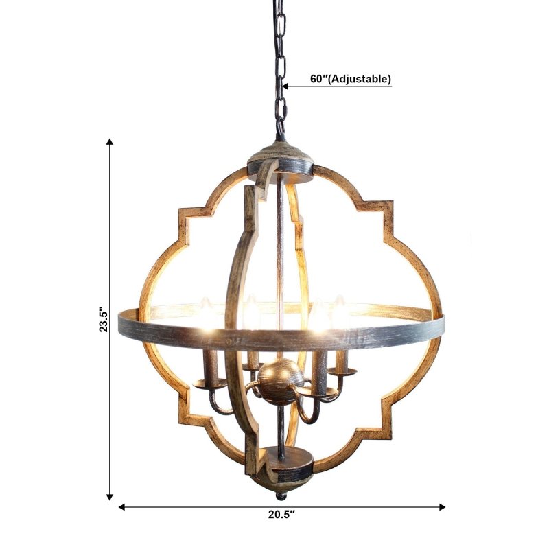 Bennington 4 - Light Brown Wood Chandelier - FCHF CITY