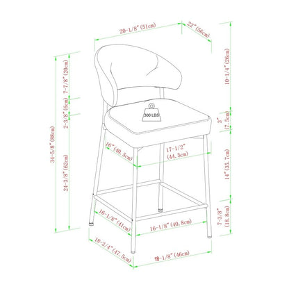 Benton Modern Upholstered Bar Stool, Set of 2 - FCHF CITY