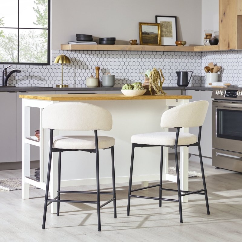 Benton Modern Upholstered Bar Stool, Set of 2 - FCHF CITY
