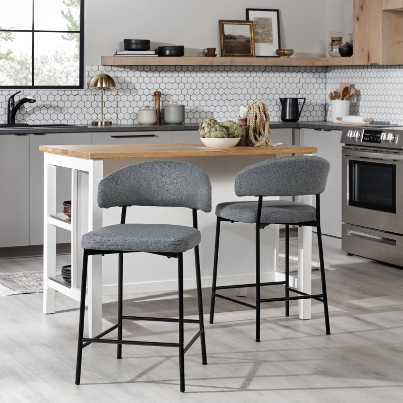 Benton Modern Upholstered Bar Stool, Set of 2 - FCHF CITY