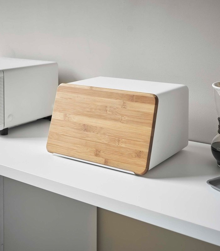 Bread Box with Cutting Board Lid - Steel + Wood - FCHF CITY