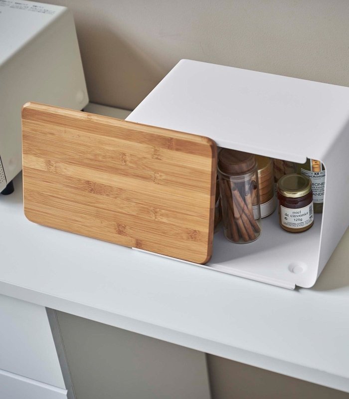 Bread Box with Cutting Board Lid - Steel + Wood - FCHF CITY