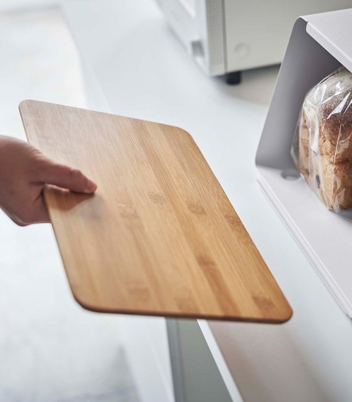 Bread Box with Cutting Board Lid - Steel + Wood - FCHF CITY