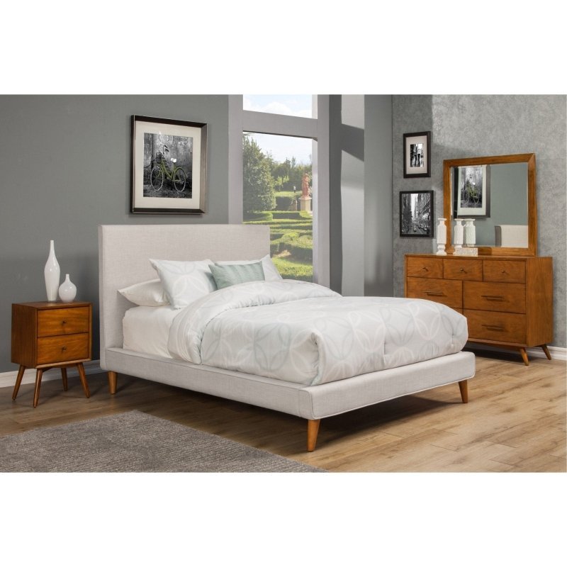 Britney Bed, Light Grey Linen - FCHF CITY