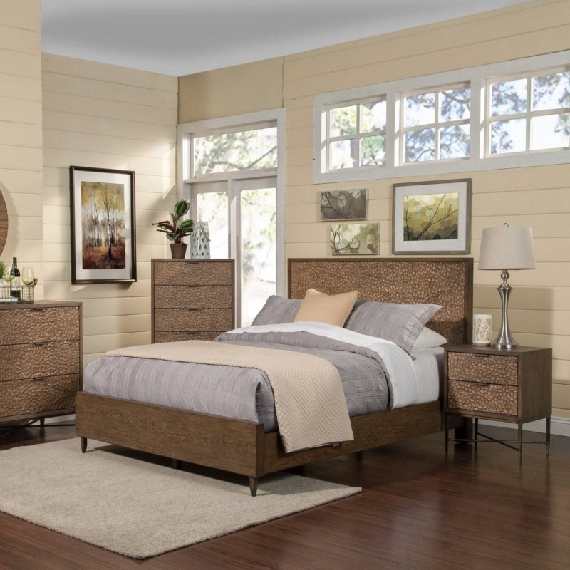 Brown Pearl Platform Bed, Brown Bronze - FCHF CITY