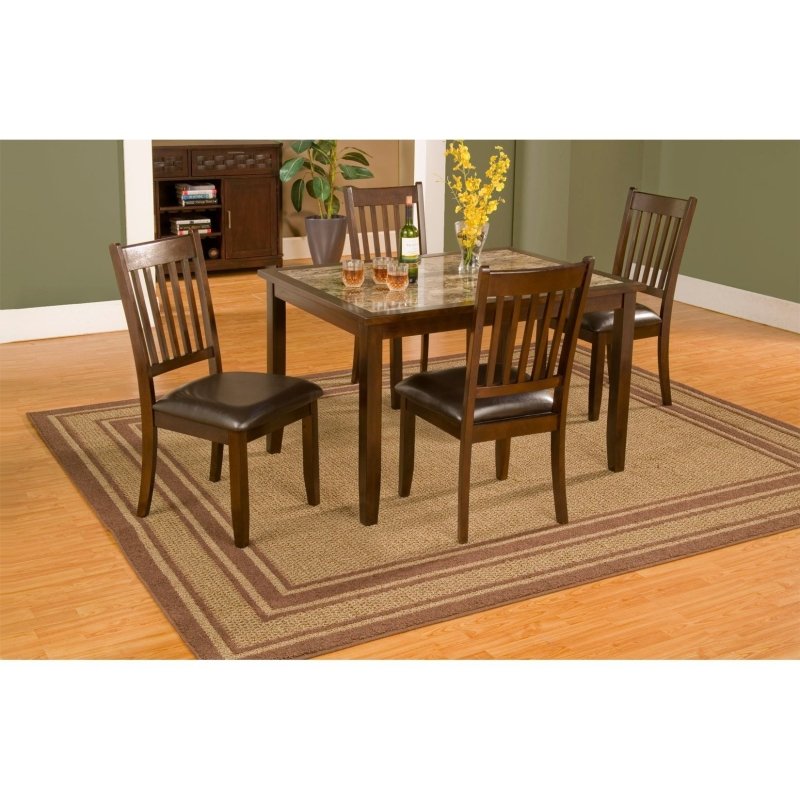 Capitola Faux Marble 5 Piece Dinette Set, Espresso - FCHF CITY