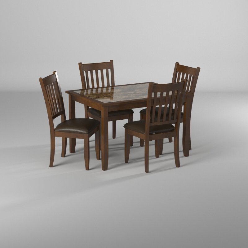 Capitola Faux Marble 5 Piece Dinette Set, Espresso - FCHF CITY