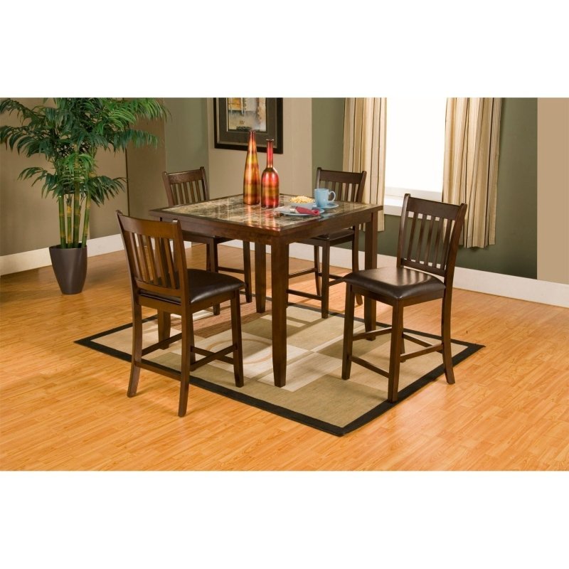 Capitola Faux Marble 5 Piece Pub Set, Espresso - FCHF CITY
