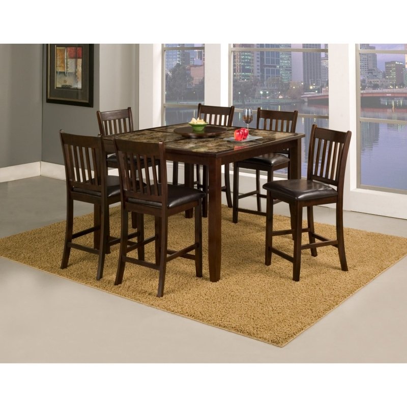Capitola Faux Marble Large Pub Table, Espresso - FCHF CITY