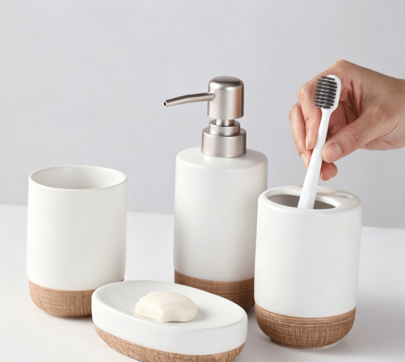 Ceramic Bathroom Accessory Set 4-Piece - FCHF CITY