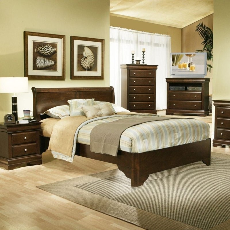 Chesapeake Sleigh Bed, Cappuccino - FCHF CITY