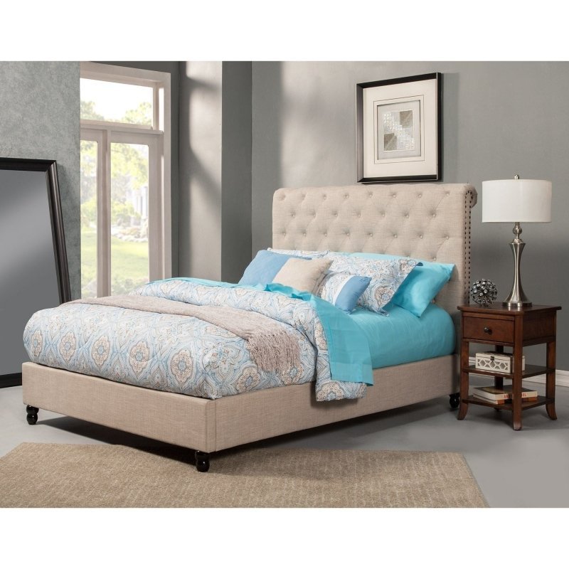 Chloe Queen Bed, Light Grey - FCHF CITY