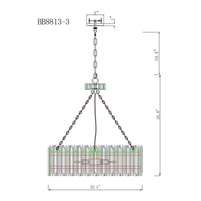 Chouinard 3 - Light Natural Wooden Drum Chandelier - FCHF CITY