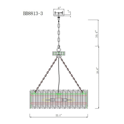 Chouinard 3 - Light Natural Wooden Drum Chandelier - FCHF CITY
