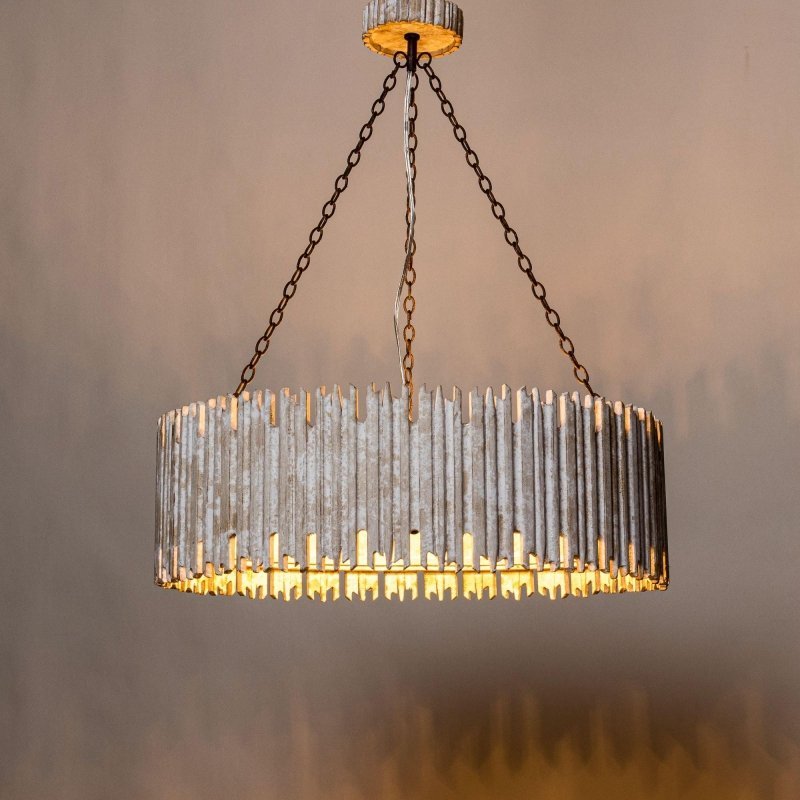 Chouinard 3 - Light Natural Wooden Drum Chandelier - FCHF CITY