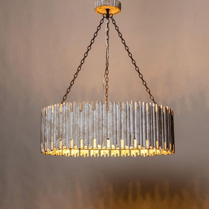 Chouinard 3 - Light Natural Wooden Drum Chandelier - FCHF CITY