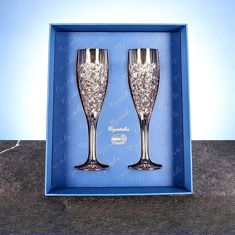 Embossed Crystal Champagne Flutes, 180ml Gift‑Set - FCHF CITY