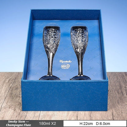 Embossed Crystal Champagne Flutes, 180ml Gift‑Set - FCHF CITY