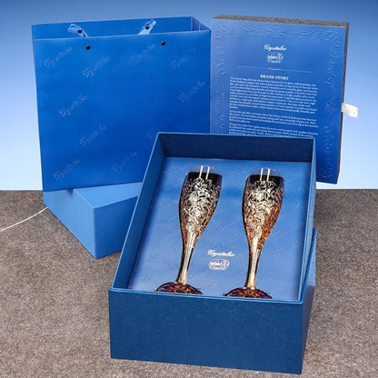Embossed Crystal Champagne Flutes, 180ml Gift‑Set - FCHF CITY