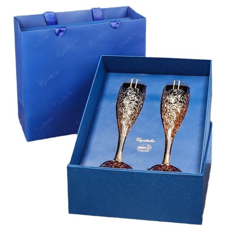 Embossed Crystal Champagne Flutes, 180ml Gift‑Set - FCHF CITY