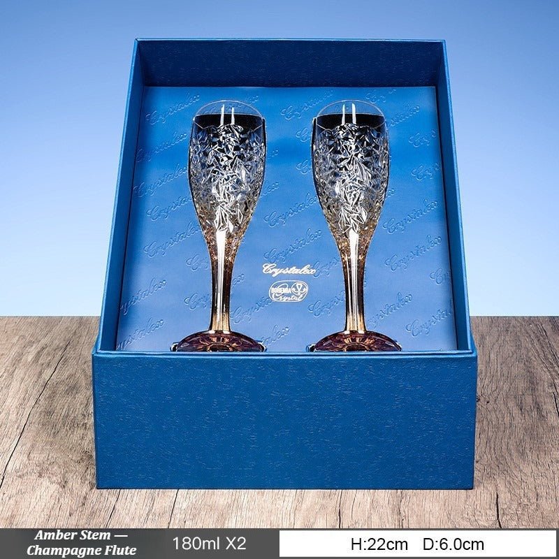 Embossed Crystal Champagne Flutes, 180ml Gift‑Set - FCHF CITY